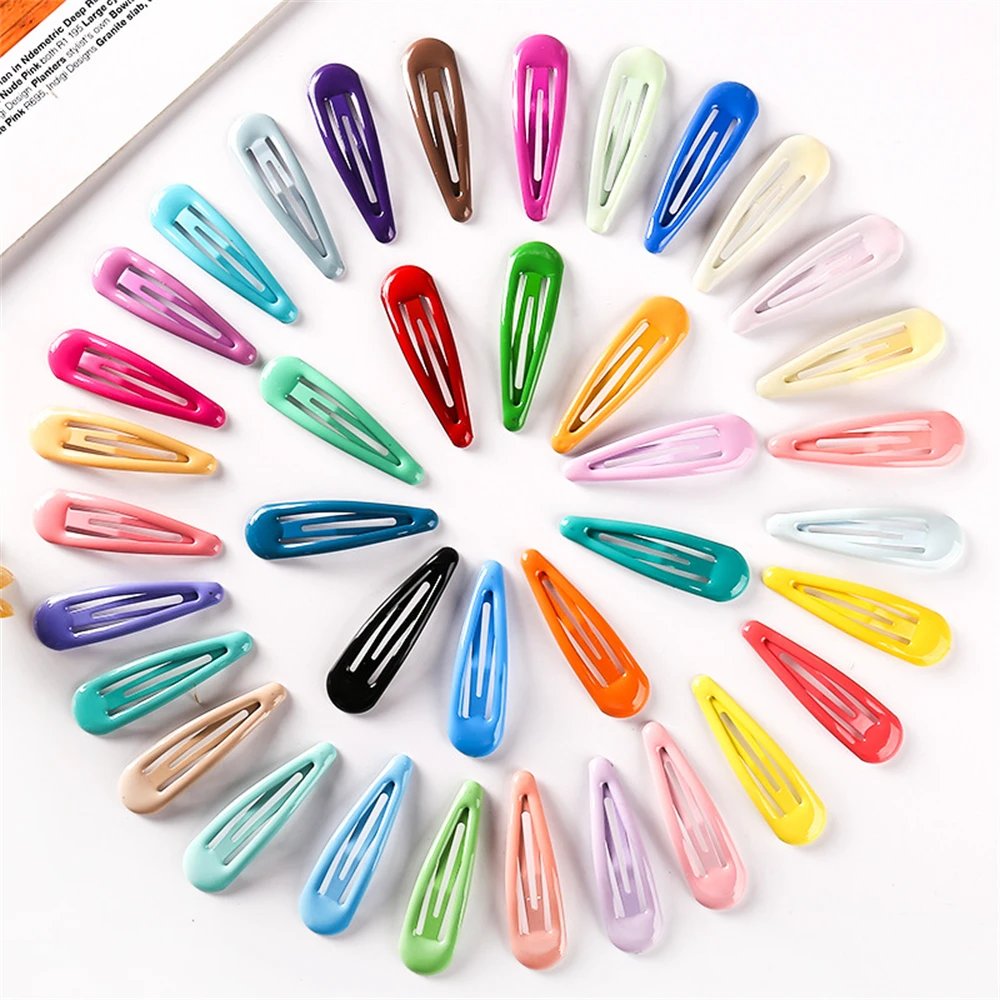 

20 PCS New Lovely Cartoon Colorful Metal Hair Clips Candy Color Waterdrop Hairpins for Girls BB Clips headdress Barrettes Kids