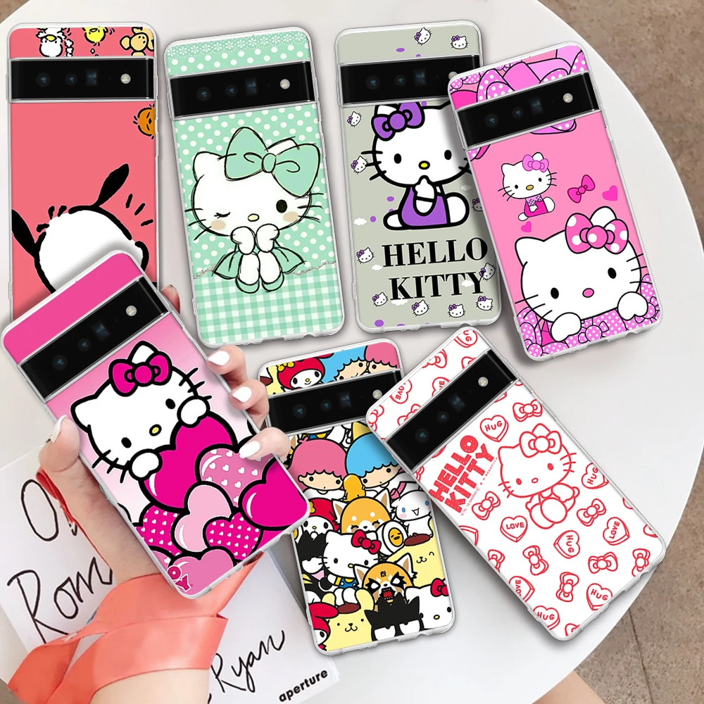 

Sanrio Cinnamoroll HELLO KITTY Phone Case For Google pixel 7 4 6 5 A PRO XL kuromi Melody cartoon silicone Soft Funda Capa cover