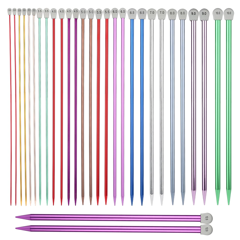 

TLKKUE 2pcs/Set Crochet Knitting Needles For Yarn Weave Aluminum Pointed Knit Pins Needles Multicolour Knitted DIY Craft Tools