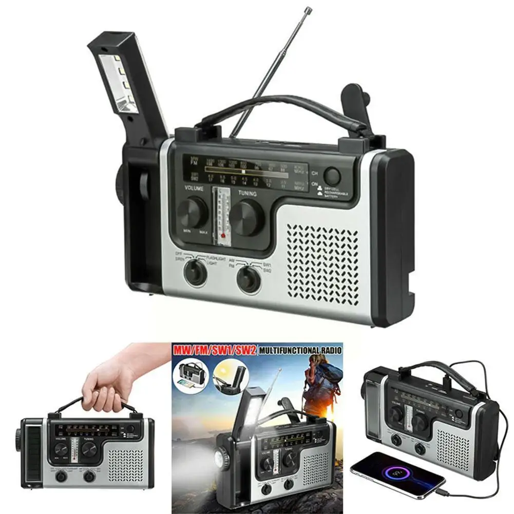 Многополосный Am/fm/sw ручной перезаряжаемый Электрический светильник на солнечной
