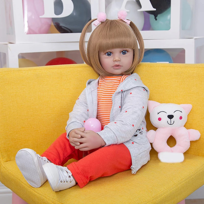 

60CM Reborn Girl Finished Already Painted Doll Short Hair with High Quality 3D Skin Multiple Layers Painting Visible Veins