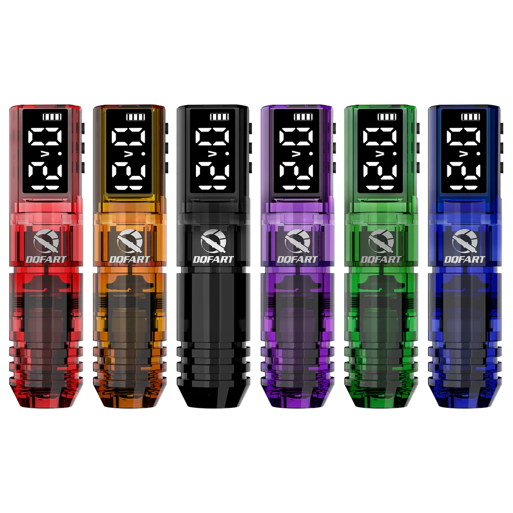 Фото Беспроводная электрическая тату-машинка DQFART P1, 6 цветов, 13,7 см, с LED-дисплеем, пластиковые принадлежности и аксессуары, для начинающих №2