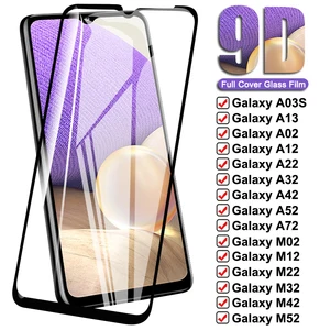 9D Tempered Glass for Samsung Galaxy A02 S A12 A22 A32 A52 M02 M12 M62 Screen Protector A42  A72 A 2