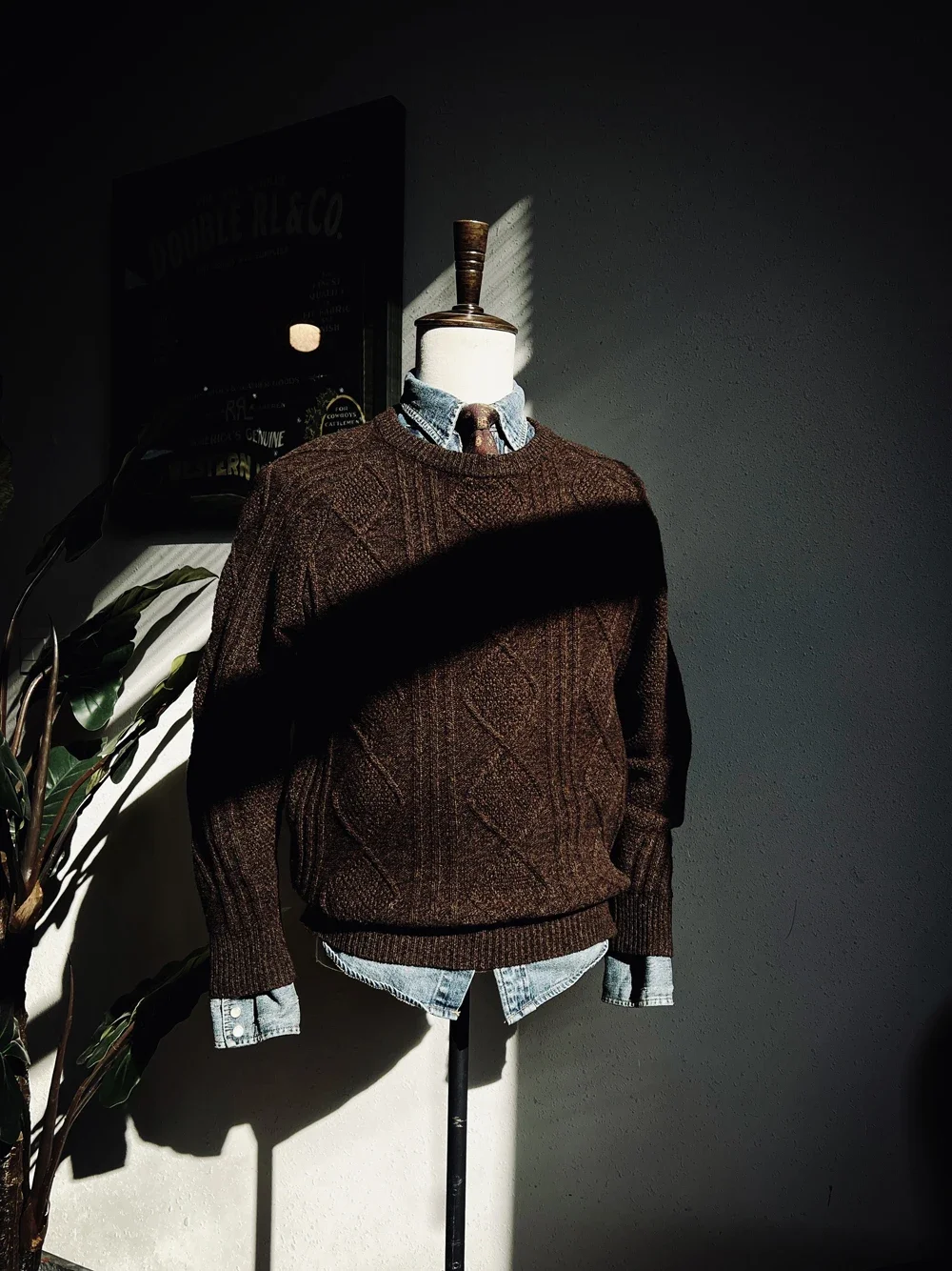 Тайолор Брандо Американский Ретро Свитер Алан Шерстяной Вязаный Воротник