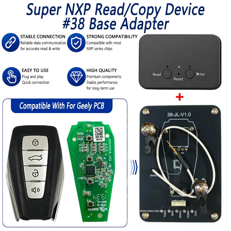 Фото Устройство Super NXP Killer Read Copy Device с адаптером для ключей Geely, копирование всех смарт-ключей NXP, 4 токена и версия с неограниченным количеством ключей. №2