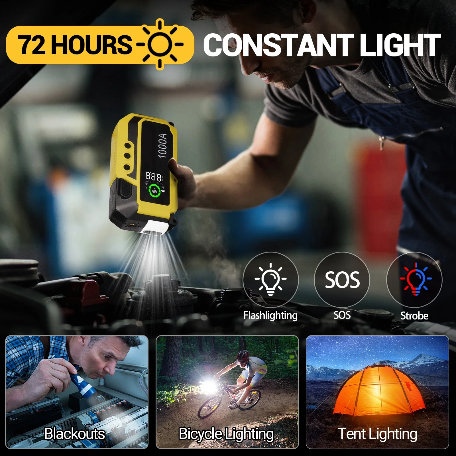 Аварийный усилитель стартеры с воздушным насосом накачивающий шины портативный