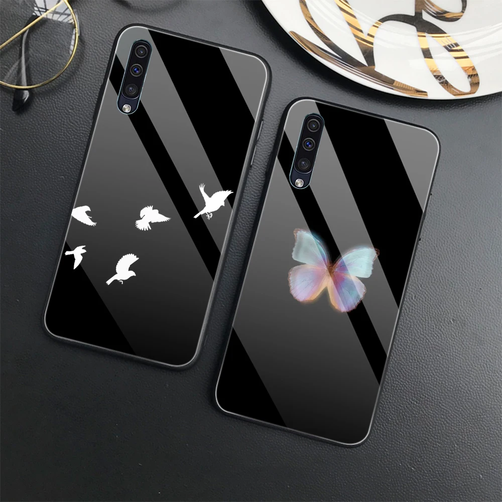 

Luxury Case for Samsung Galaxy A71 A72 A70 A73 A53 A13 5G A03 A22 A21S A03 Core A42 A52 Animal Butterfly Glass Cover Capas