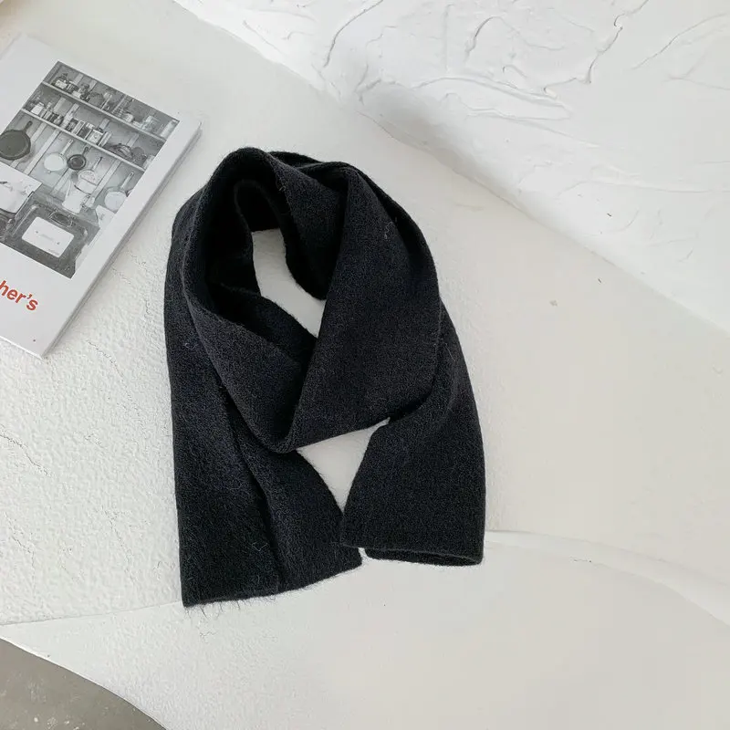 

Short small scarf women's fashion all-match candy color knitted warm scarf GRAY22