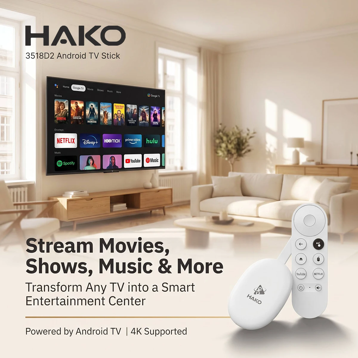 Фото H96 MAX RK3518D Android14 Smart mini TV stick Wifi6 BT5.4 4K HD 3D Quad-Core Ethernet Google Voice Assistant Media Player Tvbox №2