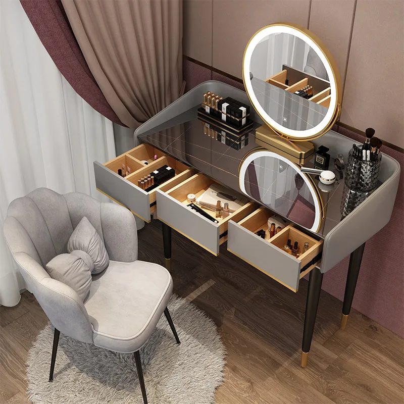 

Роскошный макияжный туалетный столик для спальни семейный деревянный современный простой женский стол с зеркалом мебель для макияжа HY