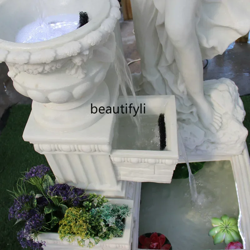 lt Красивая женщина скульптура Европейский фонтан для воды двор сад клуб рыбный