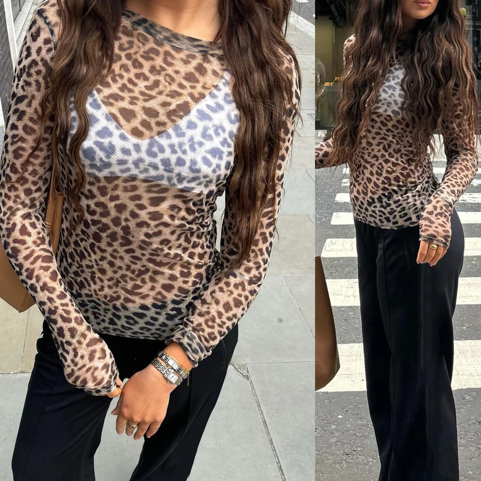 Женские футболки с длинным рукавом сетчатые прозрачные повседневные рубашки