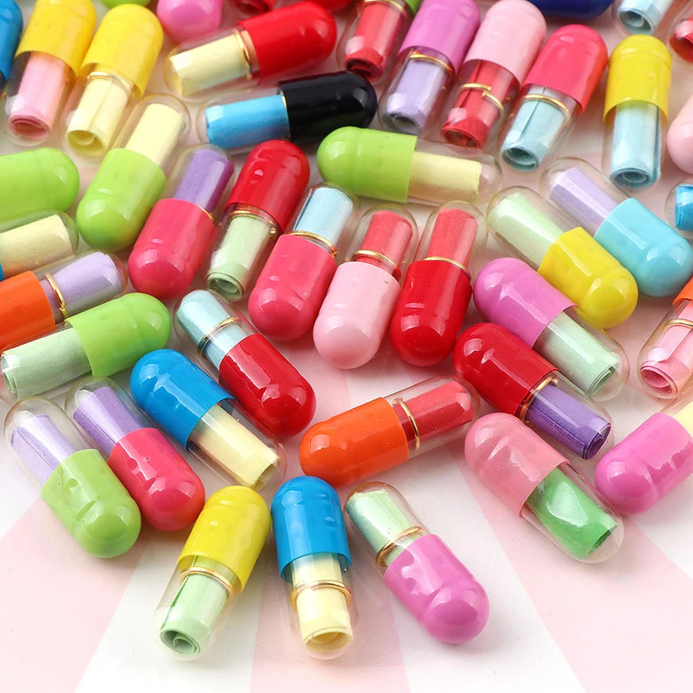 

50pcs Emoticon Capsule Message Bottle Fake Pill Plastic Easy Use Friendship Family DIY Motivational Wedding Favours Portable