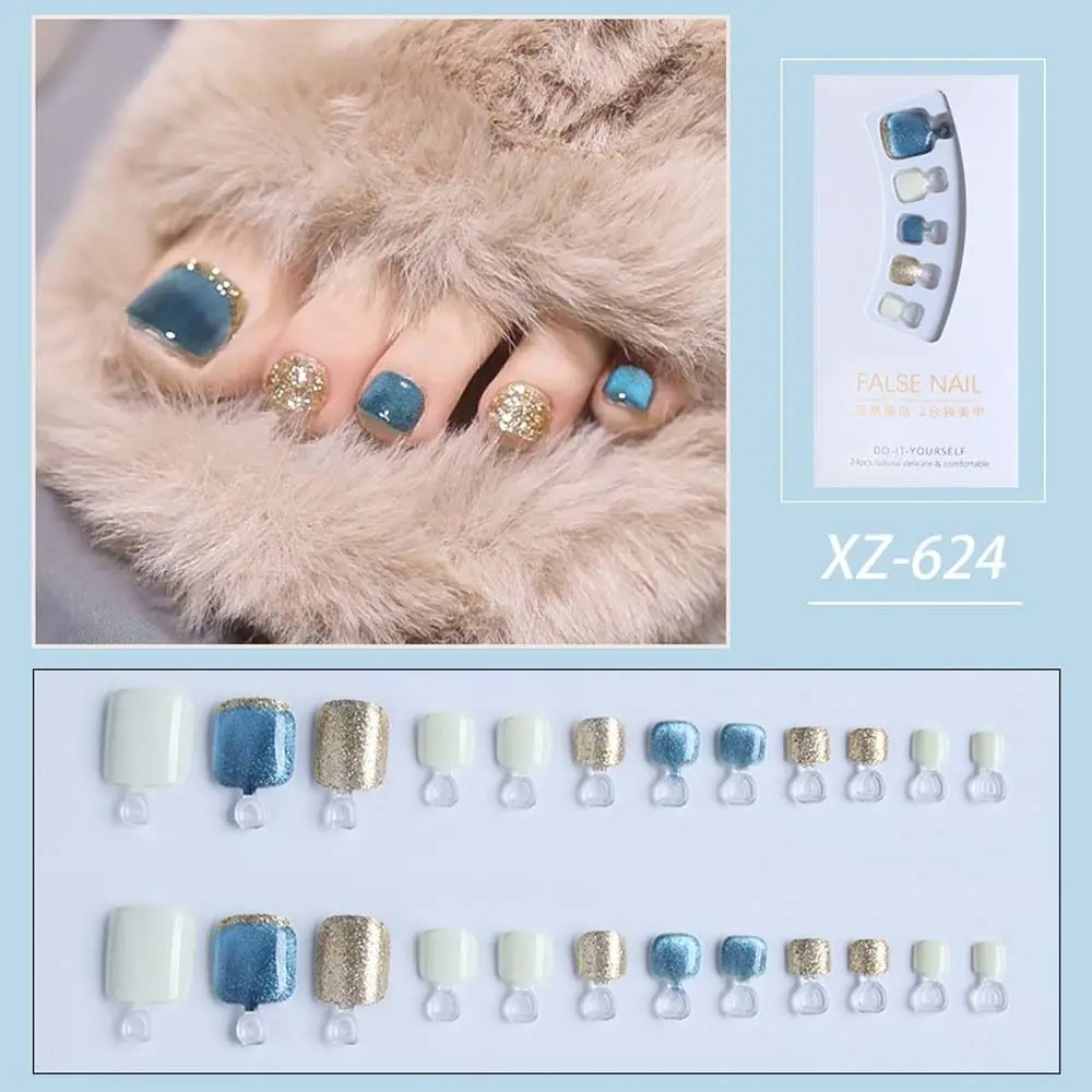 

Aurora Press on Toenails DIY Nail Art Tip Full Cover False Nails Cat Eye False Toenails Fake Toenails Short Nails Patch