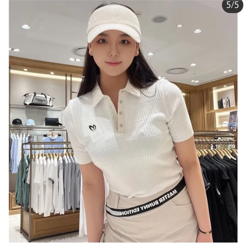Golf Ladies High-end Knitwear Lapel Short Sleeve Shirts Women's Sports POLO Tops