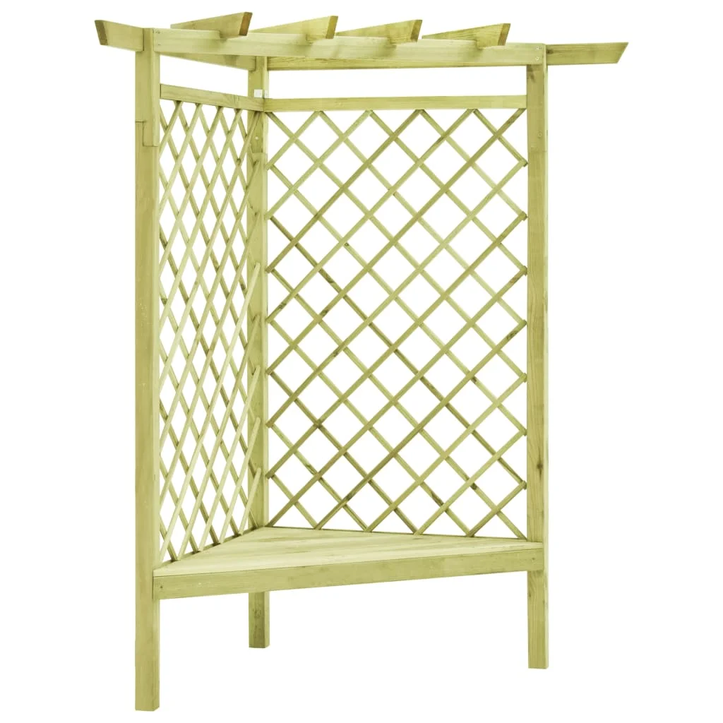 

Garden Corner Pergola with Seat, Impregnated Pinewood Patio Canopy, Garden Decoration, 130x130x197 cm