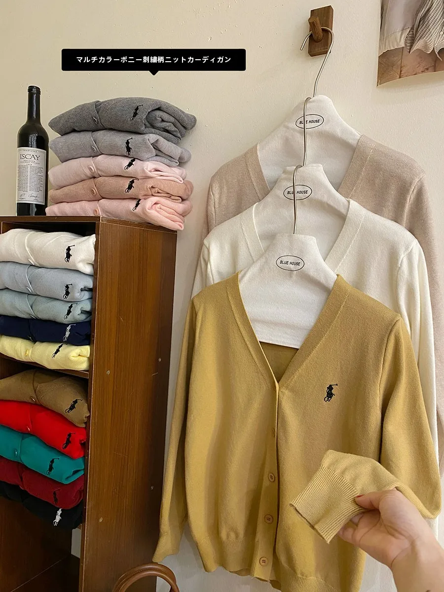 Laqian повседневный вязаный кардиган с v-образным вырезом и вышивкой пони женский