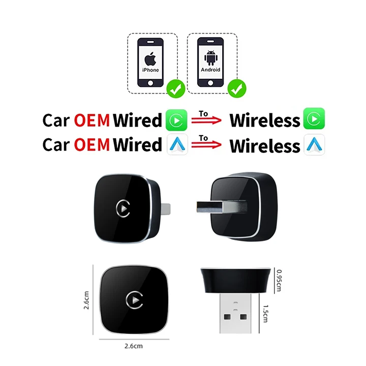 EKIY 2025 2 в 1 беспроводной адаптер CarPlay Android Auto, проводной к беспроводному мини-автомобилю Ai Box, универсальный для автомобилей с разъемом и утюгом