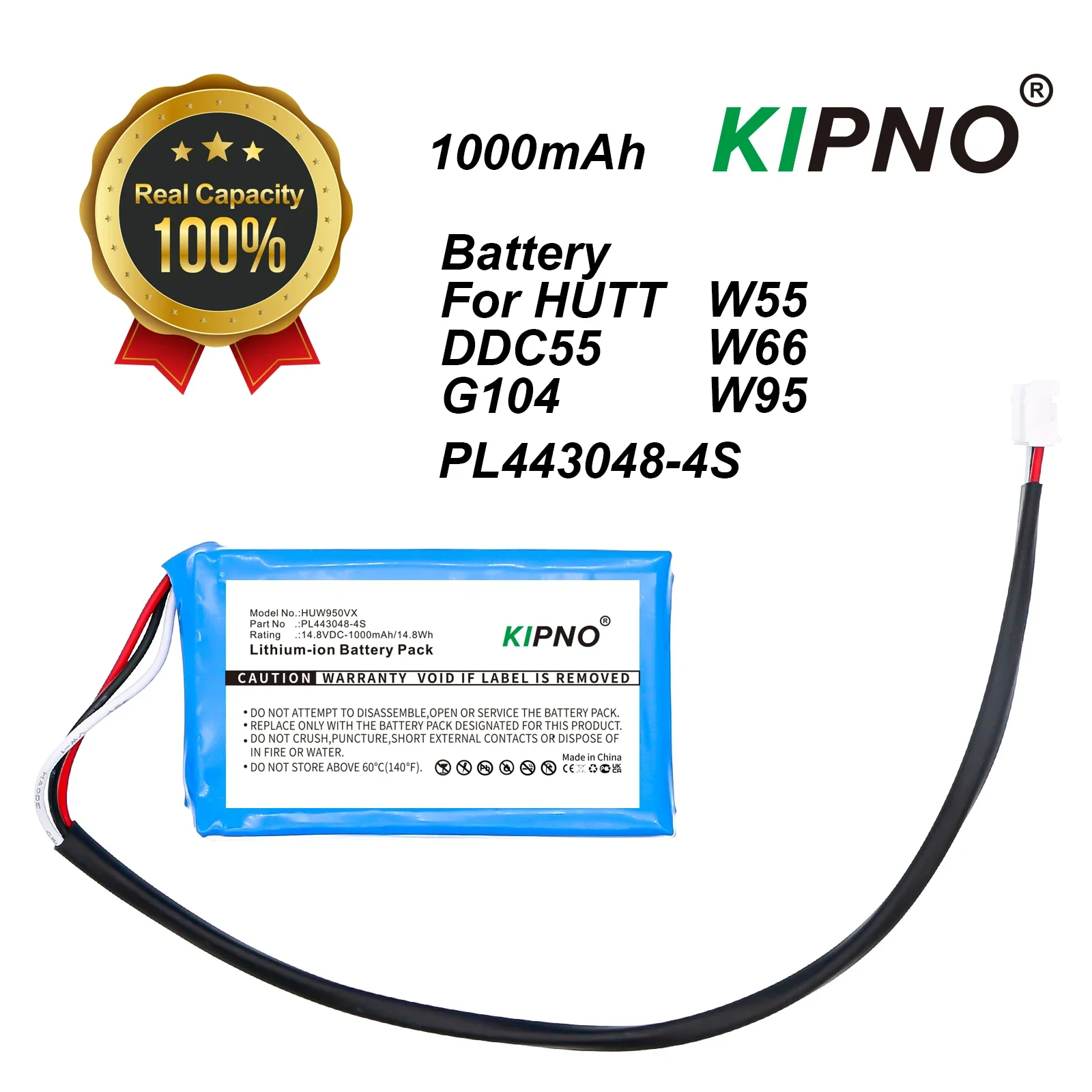 Фото Батарея KIPNO PL443048-4S для HUTT DDC55 G104 W55 W66 W95 1000 мАч, очиститель, распылитель воды, электрическая шайба для окон, детали, аккумулятор №2