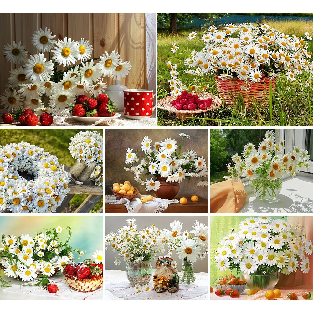 

Landscape Daisy Flower DIY Painting By Numbers Complete Kit Acrylic Paints 50*70 Painting On Canvas Home Decoration Children