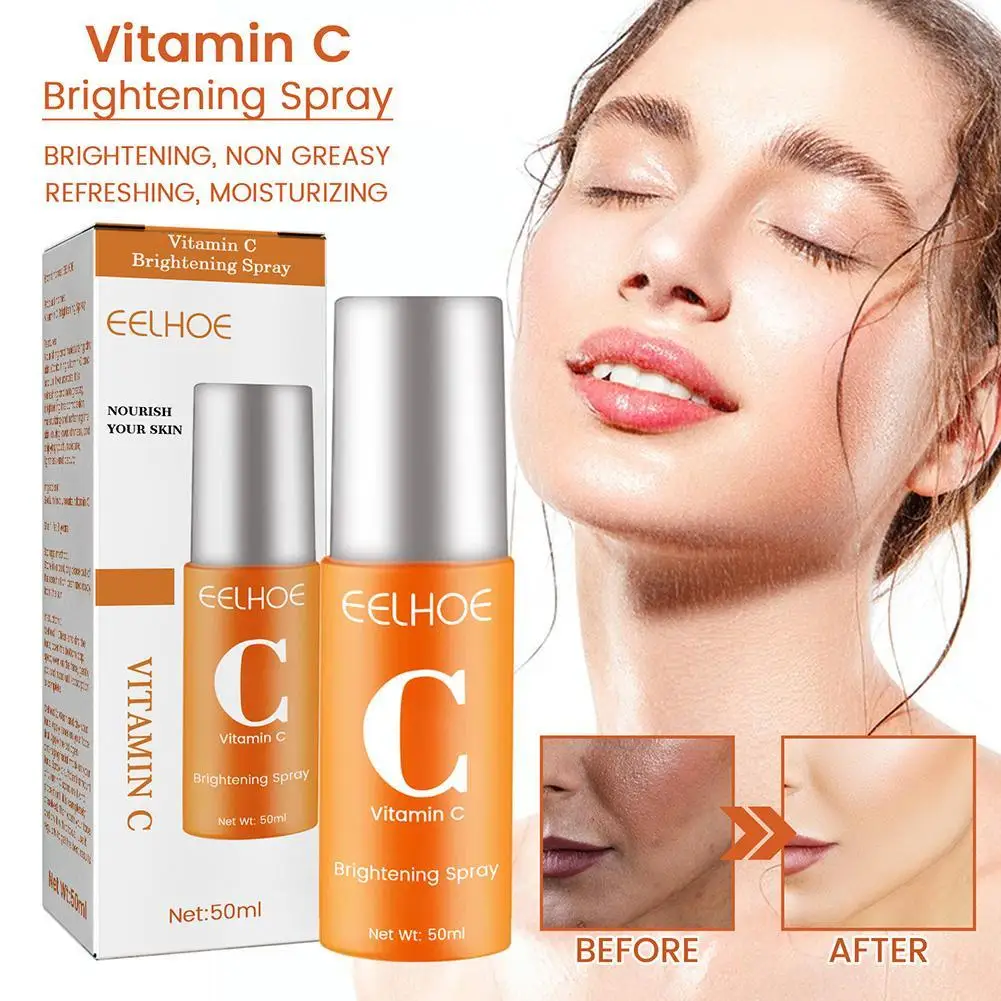 

50ml Vitamin C Brightening Facial Spray Mist Green Tea Anti-wrinkle Nourishing Relieve Redness Moisturizing Portable Whitening