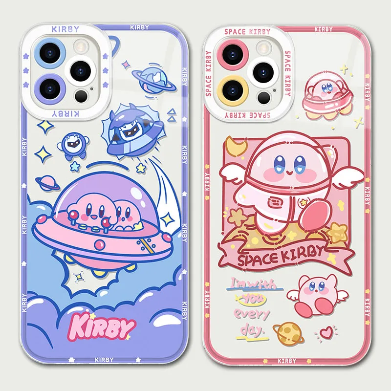 Милый чехол для телефона K-Kirbys Samsung S25 S24 S23 S22 S21 S20 FE Note20 Note10 Plus Ultra Lite 5G прозрачный