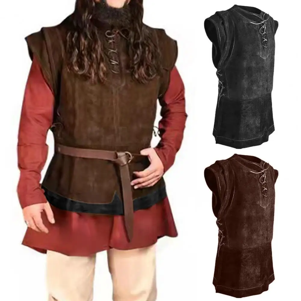 

Medieval Men's Made Of Nubuck Fleece, Tie-front, Sleeveless, Soft And Comfortable.