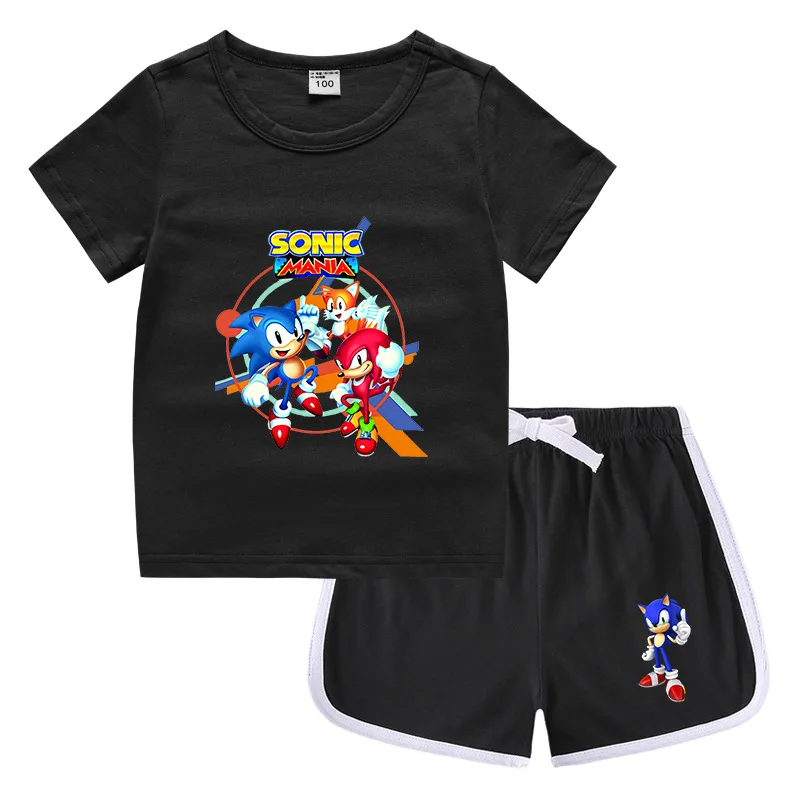 

2023 Sonic Summer Children's Round Neck T-shirt Korean Casual Fashion Bottoming Shirt Sweat-absorbing Suit Best Gift