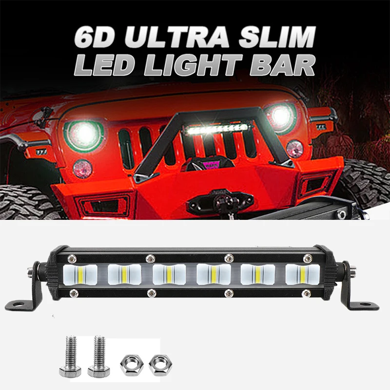 

Slim 7 Inch 6D Lens Led Work Bar Light 4x4 Offroad For Jeep ATV SUV 4WD Motorcycle Flood Spot Beams Driving Lights 12V 24V Auto