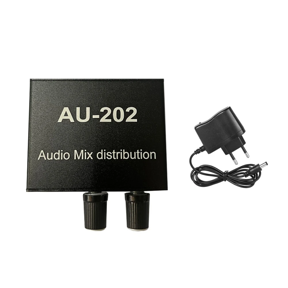 

AU-202 Stereo Mixer Audio Distributor for Headphone External-Power AMP Independent-Control 2 Input 2 Output EU Plug