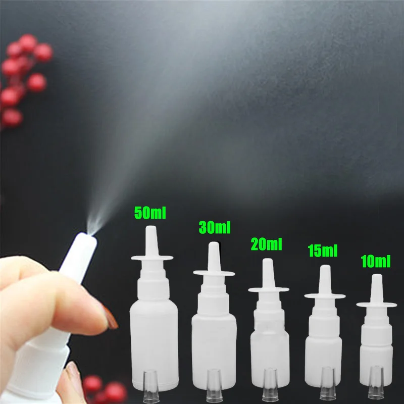 

2pcs 10ml/15ml/20ml/30ml/50ml White Empty Plastic Nasal Spray Bottles Pump Sprayer Mist Nose Spray Refillable Bottling Packaging