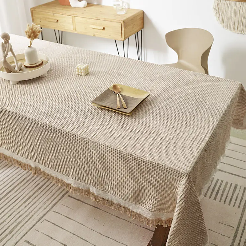 

Japanese-style Cotton and Linen Tablecloth Ins Wind French Waffle Retro Table Cloth Dust Cover Towel Tea Table Tablecloth
