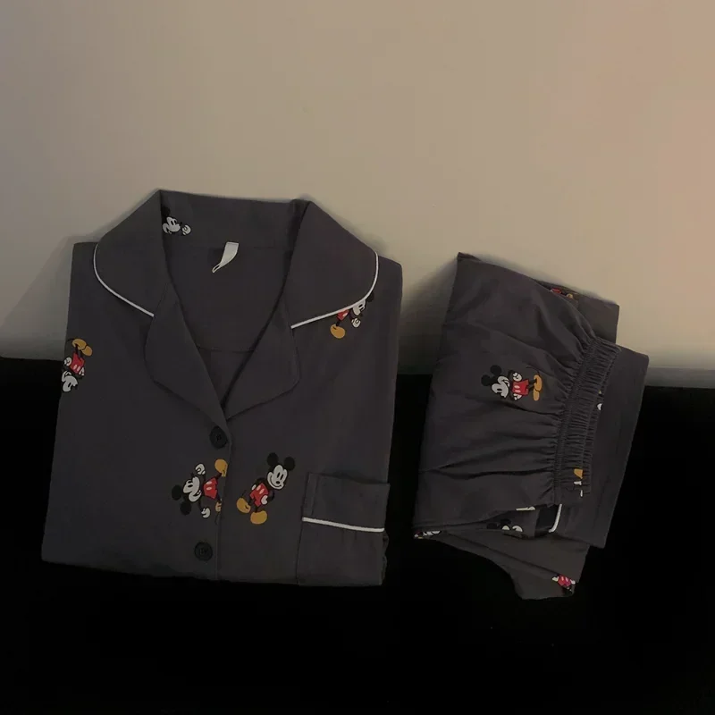 Шелковые пижамы Disney с Микки Маусом женские удобные повседневные домашние из