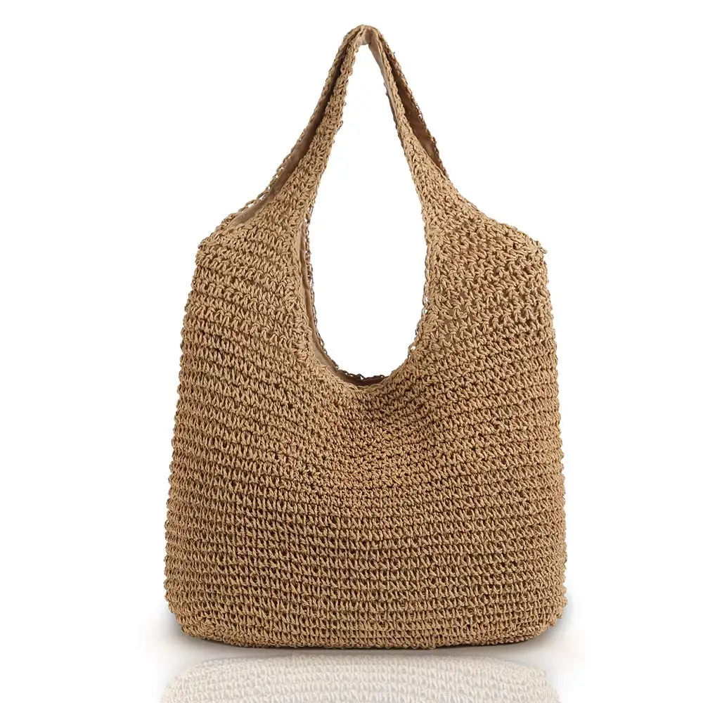 

The Best-Seller on AMZ Hand-woven Soft Large Straw Shoulder Bag Boho Straw Handle Tote Retro Summer Beach Bag Rattan Handbag