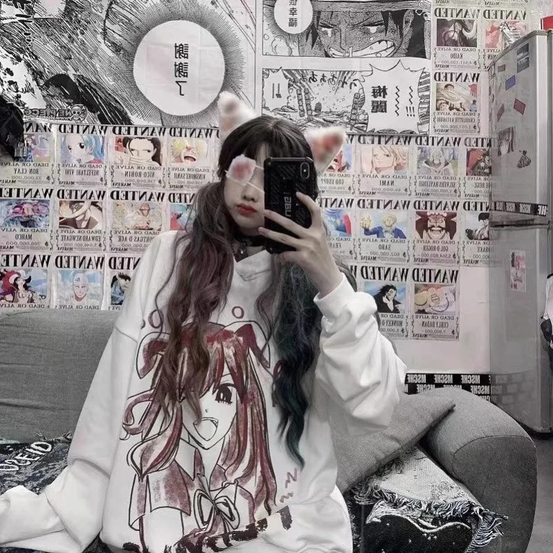 Kimutomo толстовка женская с героями мультфильмов Harajuku винтажные толстовки милая