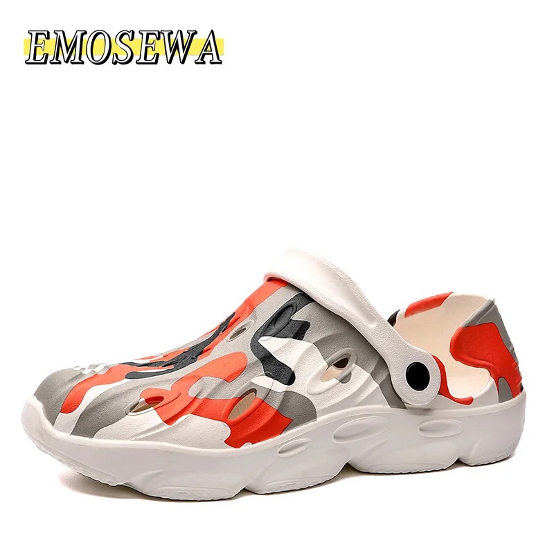 

EMOSEWA 40-48 Men's Slippers Summer Jelly Shoes Clogs Rubber Clogs Men's EVA Garden Shoes Green Beach Flat Men Sandals Slippers