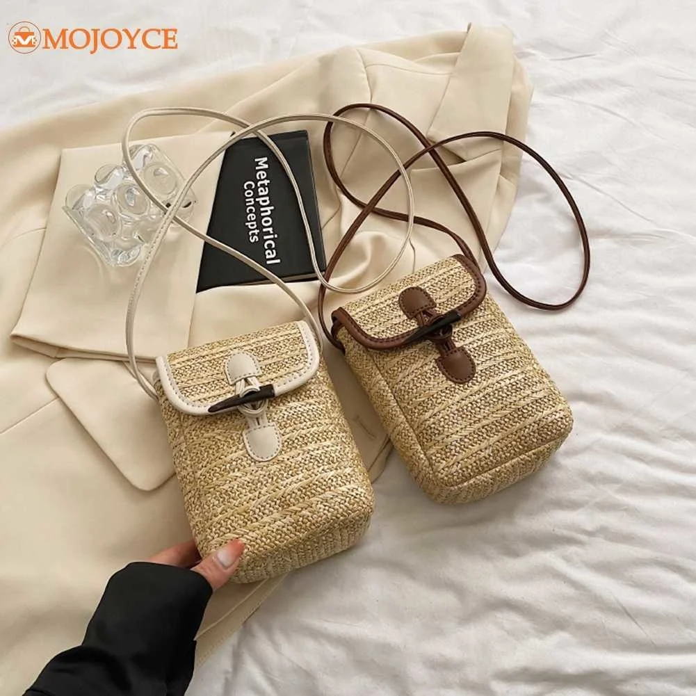 

Ladies Shoulder Bags Summer New Woven Small Boho Purse Fashion Handmade Simple Mobile Phone Crossbody Bag 2023 Trend Women's Bag