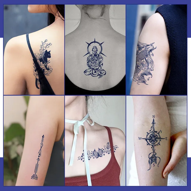 KT101-150 Semi-permanent herbal juice tattoo sticker flower arm clavicle non-reflective simulation tattoo large picture flower 2