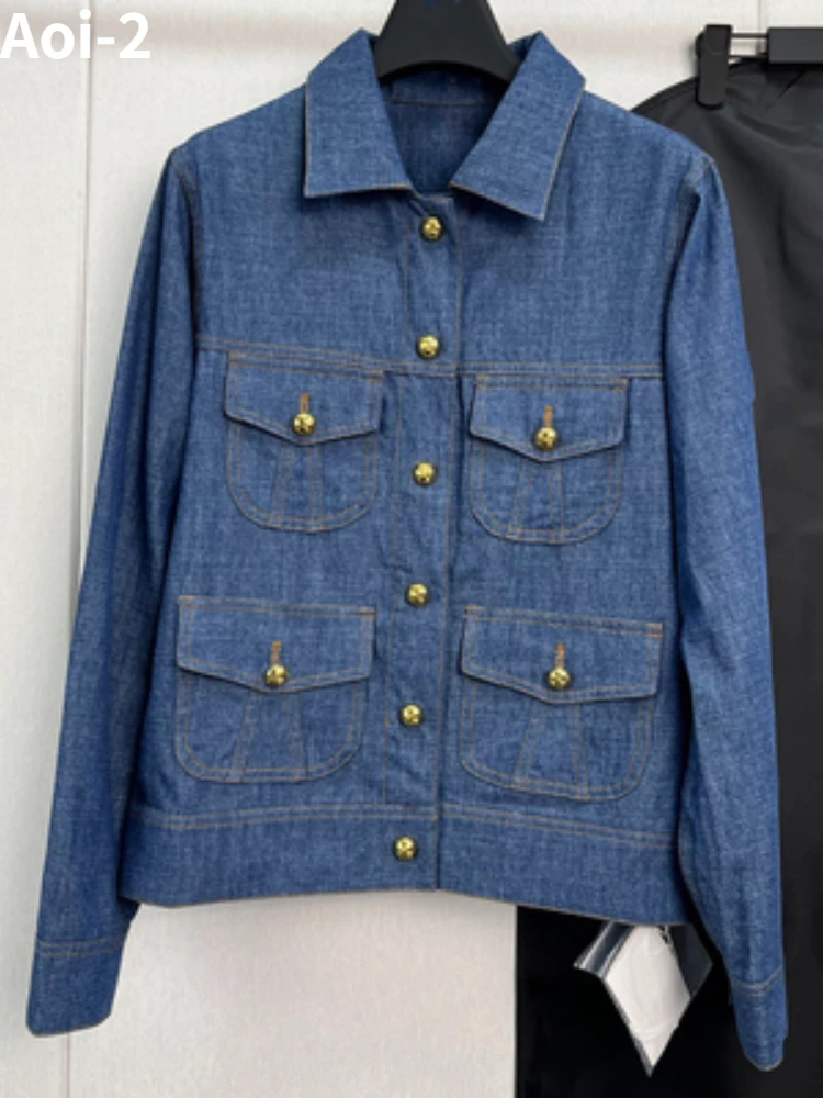 Женская джинсовая рубашка с длинным рукавом Повседневная Свободная тонкая