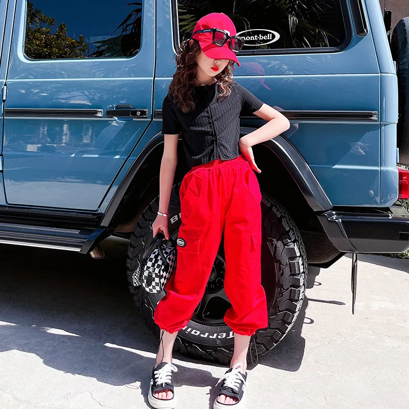 

Summer Girls Clothing Sets Children Sports Suit Cotton Short Sleeve T-Shirt+Pants 2Pcs Girl Clothes 4 6 8 10 12 14 Years Outfits