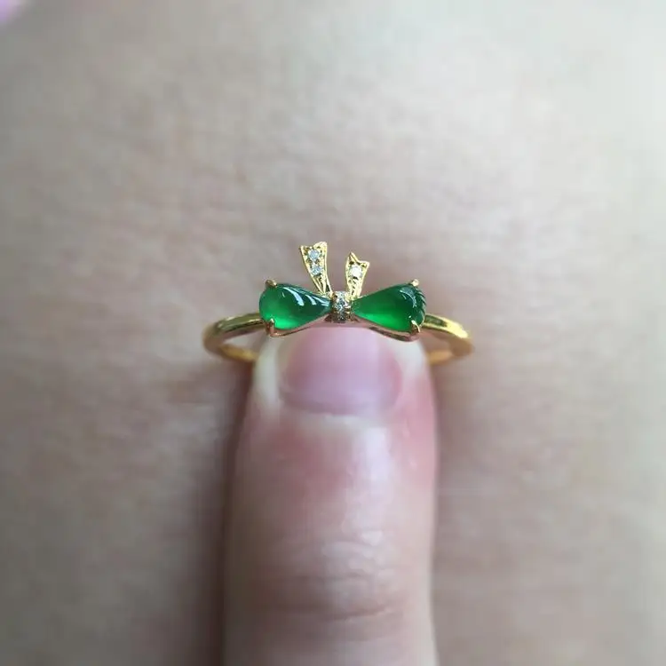 

Регулируемое кольцо с бантом из натуральной яшмы, романтическое маленькое и милое очаровательное женское серебряное ювелирное изделие