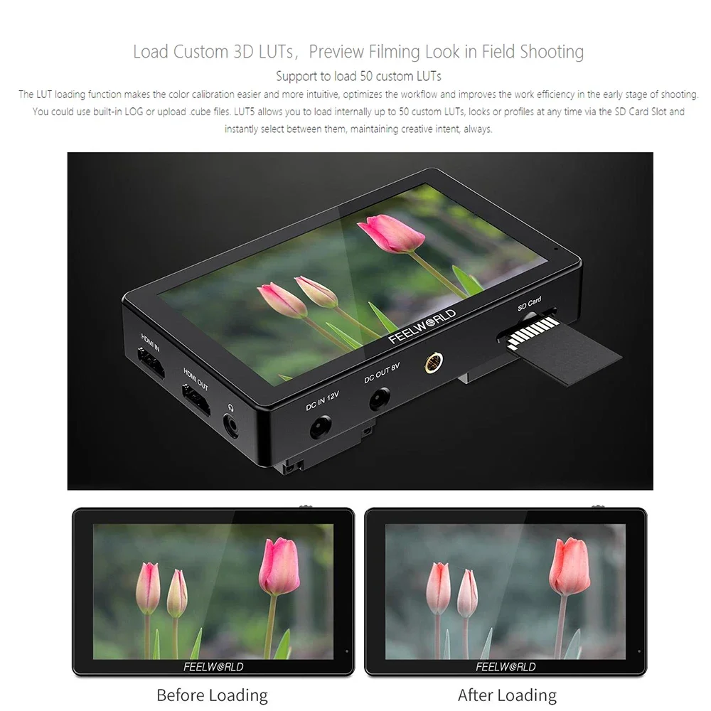 FEELWORLD LUT5 5 5-дюймовый сверхвысокий яркий 3000 нит 4K HDMI входной экран DSLR камера