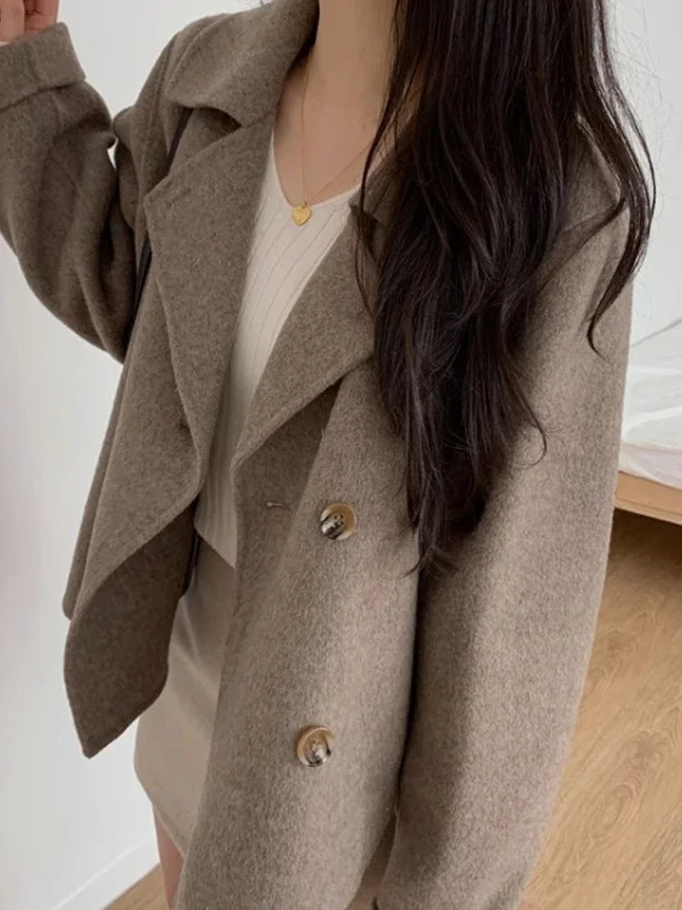 Женская двубортная куртка из искусственной шерсти