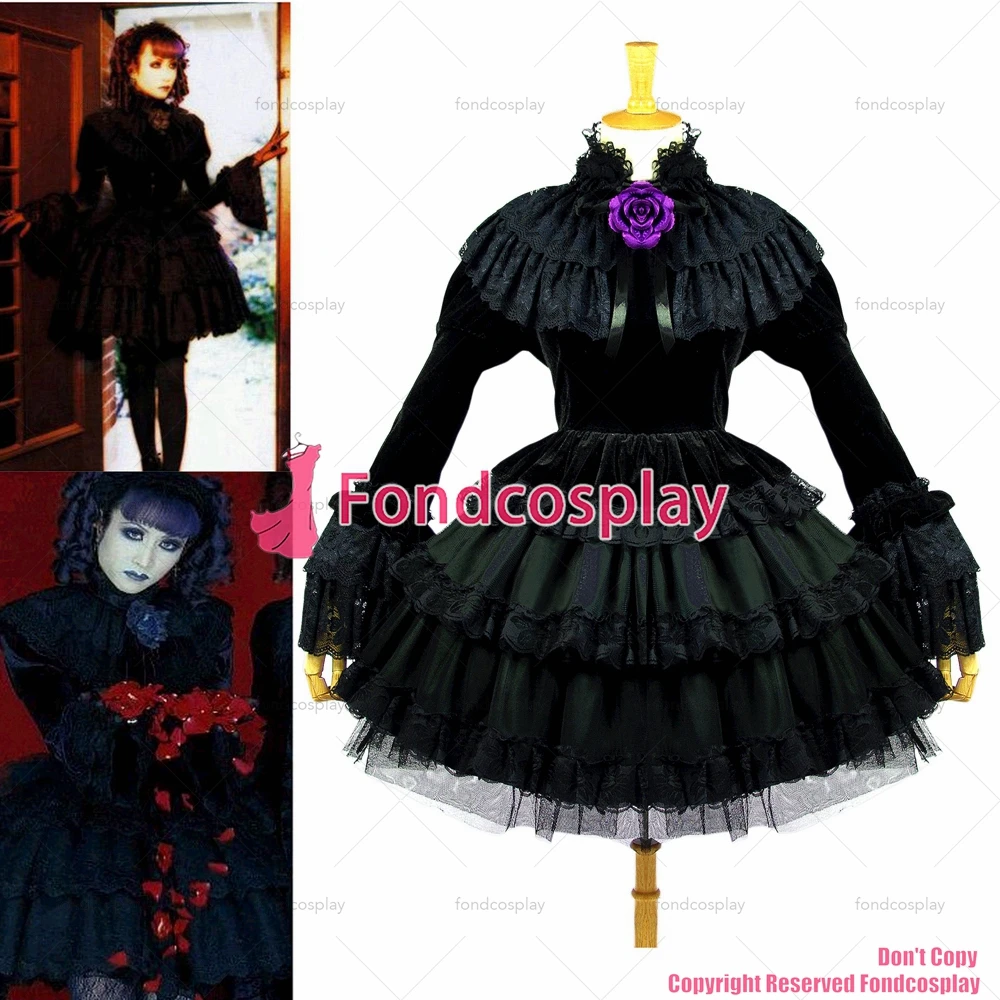 

Модный Трипп костюм для косплея fondcosplay в стиле хип-хоп, Готическая Лолита, Япония, J-rock чёрный кружевной бархатный костюм для косплея CD/TV[CK171]