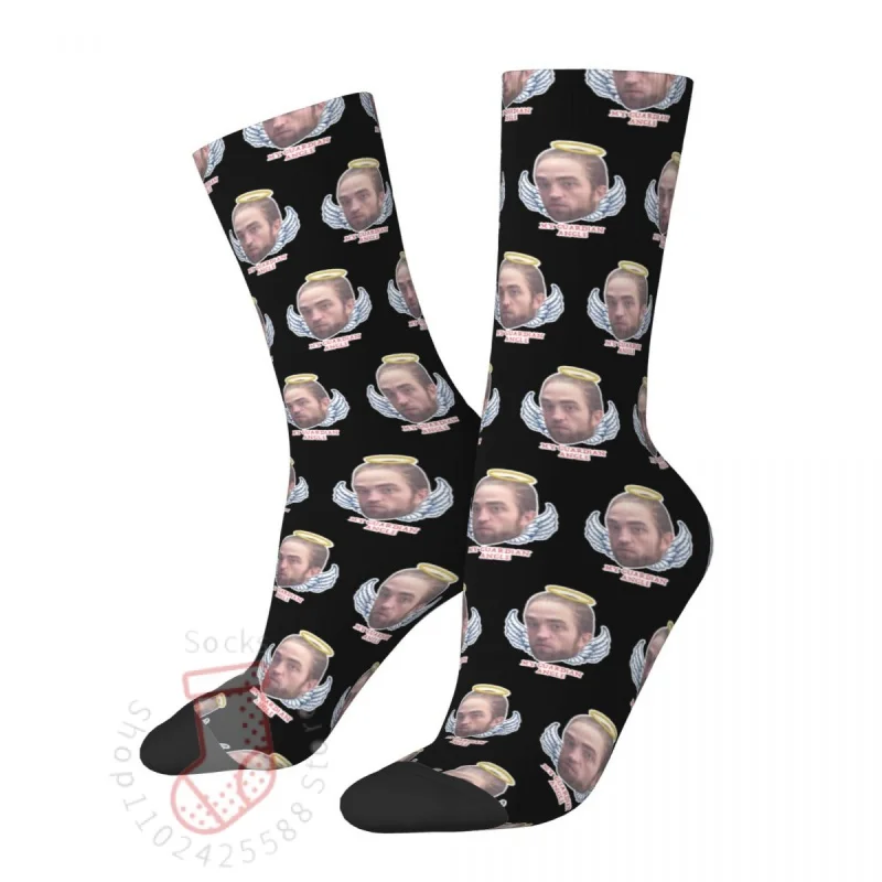 

Happy Funny Men's Socks Harajuku Robert Pattinson Is My Guardian Angel Sock Sport Women's Stockings All Year Long