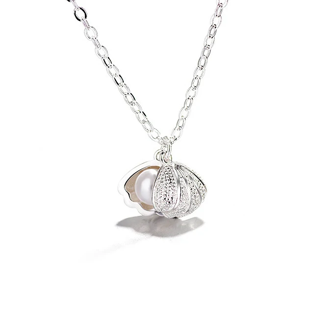 MEETSOFT ожерелье из серебра 925 пробы с жемчужинами и зубчатым кулоном для женщин