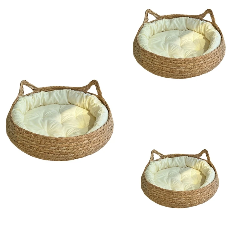 Уютная кровать для кошек и собак летняя когтеточка моющаяся ротанговая кошачья
