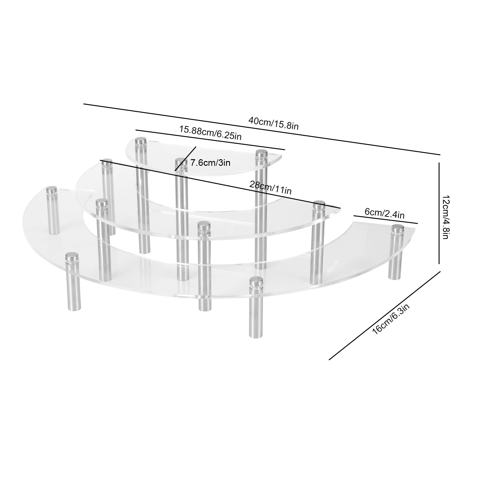 Трехуровневая акриловая стойка для витрин кексов Свадебные Рождественские