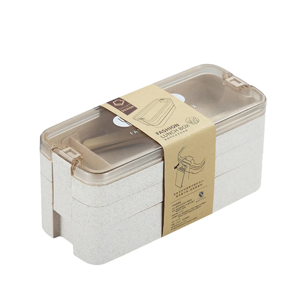 

Bento Portable 3 Storage Lunch Container Box Layer Spoon Food Box Microwave Women's Lunch Bag Insulated Large Lunchbox Black