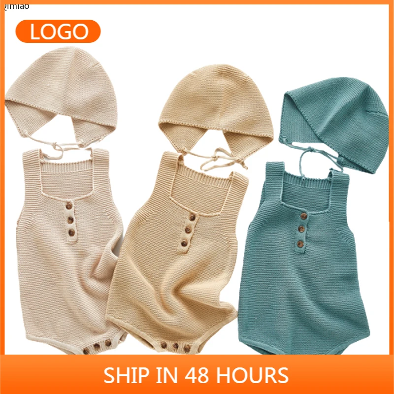 

2020 Newborn Knited Romper New Baby Knitted Romper Overalls Autumn 0-3YBaby Girl Newborn Knitted Romper Suits Romper+Knitted Hat